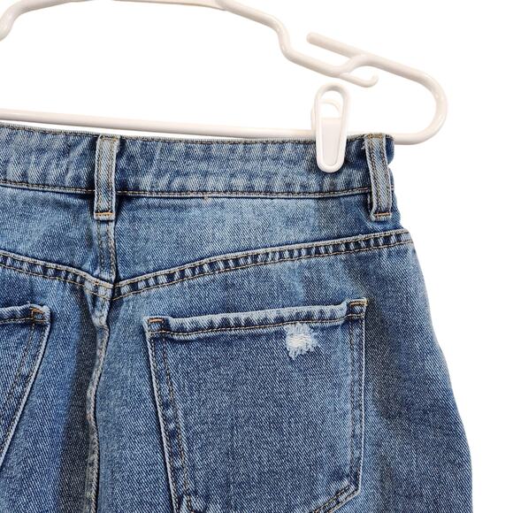 Pacsun Frayed Hem Denim Medium Wash Cut Off Jean Mini Skirt Blue Cotton Size 26 - Picture 4 of 7